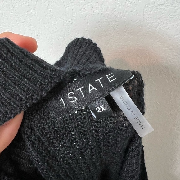 1.State Cross Neck Cold Shoulder Black Top Sweater Plus Size 1X BRAND N… - Picture 6 of 8